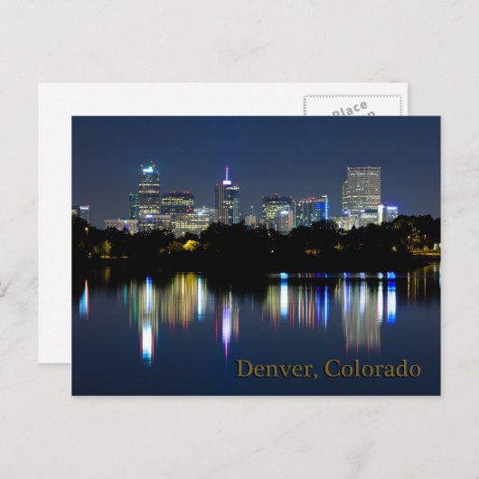 Denver Night Skyline Reflection Briefkaart (Voorkant / Achterkant)