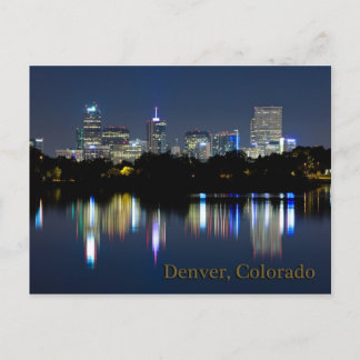 Denver Night Skyline Reflection Briefkaart