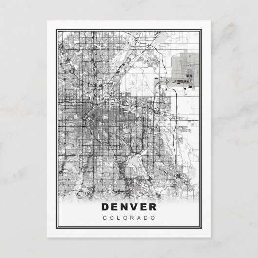 Denver Plattegrond Briefkaart (Voorkant)