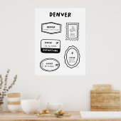 Denver - Reisstempel Collectie | Minimalistisch on Poster (Keuken)