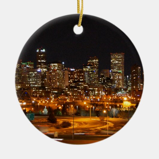 Denver 's nachts keramisch ornament (Voorkant)