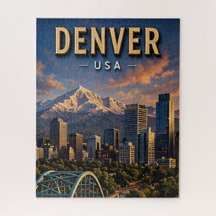 Denver Silhouette en Rocky Mountains Legpuzzel