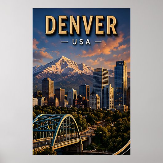 Denver Silhouette en Rocky Mountains  Poster (Voorkant)