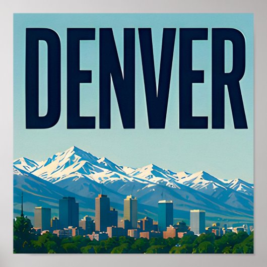 Denver Silhouette en Rocky Mountains Poster (Voorkant)