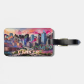 Denver Skyline Abstracte kunst Bagagelabel (Achterkant horizontaal)