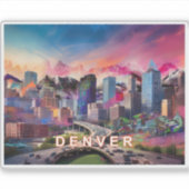 Denver Skyline Abstracte kunst Sticker (Voorkant)