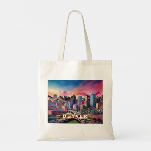 Denver Skyline Abstracte kunst Tote Bag (Achterkant)