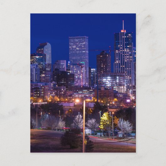 Denver Skyline at Night - Colorado Briefkaart (Voorkant)