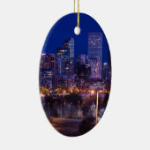Denver Skyline at Night - Colorado Keramisch Ornament (Rechts)