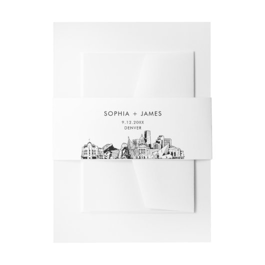 Denver Skyline Belly Band, 2"x11.5" Uitnodigingen Wikkel (Voorkant Voorbeeld)