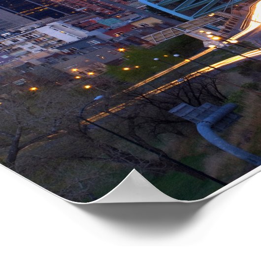 Denver Skyline bij nacht Poster (Hoek)