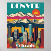 Denver Skyline Colorado Travel Wall Poster (Voorkant)