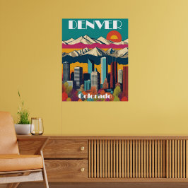 Denver Skyline Colorado Travel Wall Poster