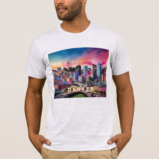 Denver Skyline Graffiti Art T-shirt (Voorkant)