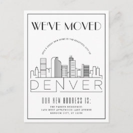 Denver Skyline Modern Deco | Adres wijzigen Aankondigingskaart