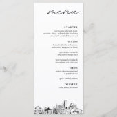 Denver Skyline Modern Wedding Dinner Menu (Voorkant)