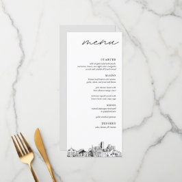 Denver Skyline Modern Wedding Dinner Menu