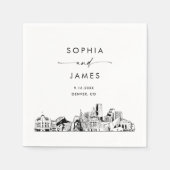 Denver Skyline moderne bruiloft cocktail Servet (Voorkant)