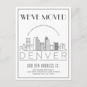 Denver Skyline Moderne Deco   Adreswijziging Aankondigingskaart