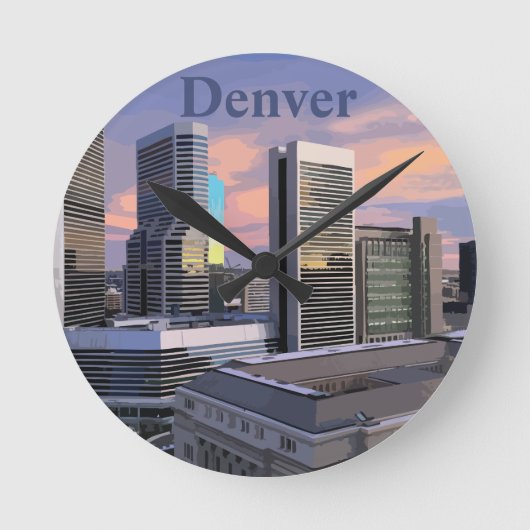 Denver Skyline Ronde Klok (Voorkant)