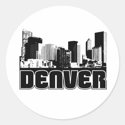 Denver Skyline Ronde Sticker (Voorkant)