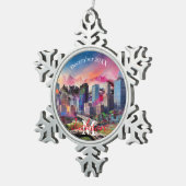 Denver Skyline Snowflake Pewter Kerstversiering Tin Sneeuwvlok Ornament (Rechts)