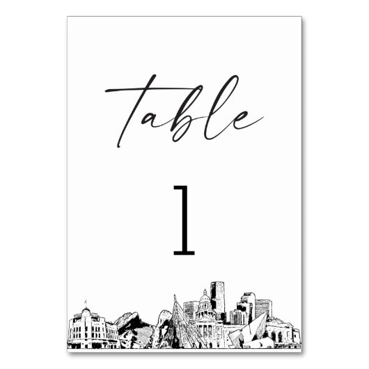 Denver Skyline tafelnummer 3.5x5 Kaart (Voorkant)