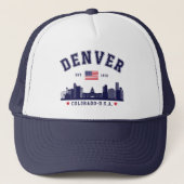 Denver Skyline Vintage City View Trucker Pet (Voorkant)