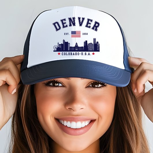 Denver Skyline Vintage City View Trucker Pet