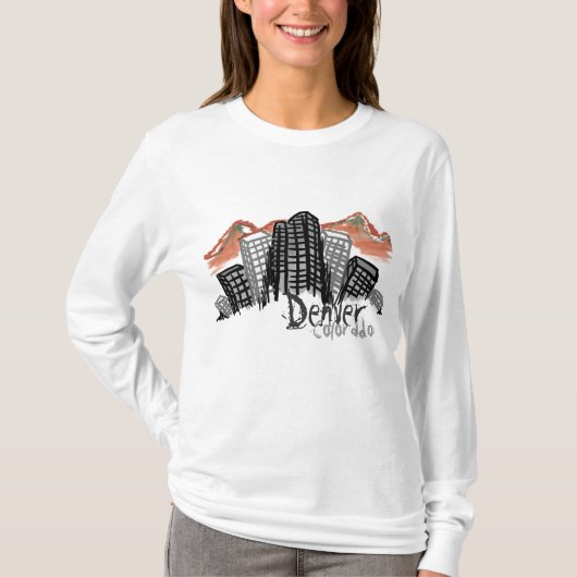 Denver Skyline-vrouwen hoodie T-shirt (Voorkant)
