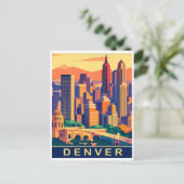 Denver, Stads Silhouet, Reizen Briefkaart (Staand voorkant)