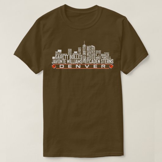 Denver Team 23 speler Roster Denver City Skyline T-shirt (Design voorkant)