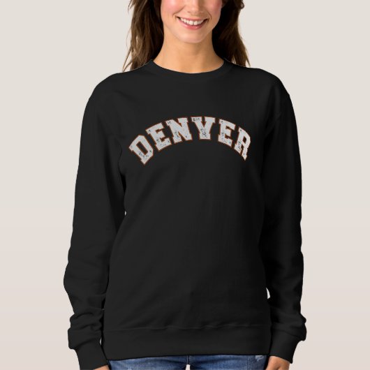 Denver Throwback T-shirt Retro Arched Navy Den (Voorkant)