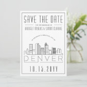 Denver Trouwdag Gestileerde Silhouet Save the Date Kaart (Staand voorkant)