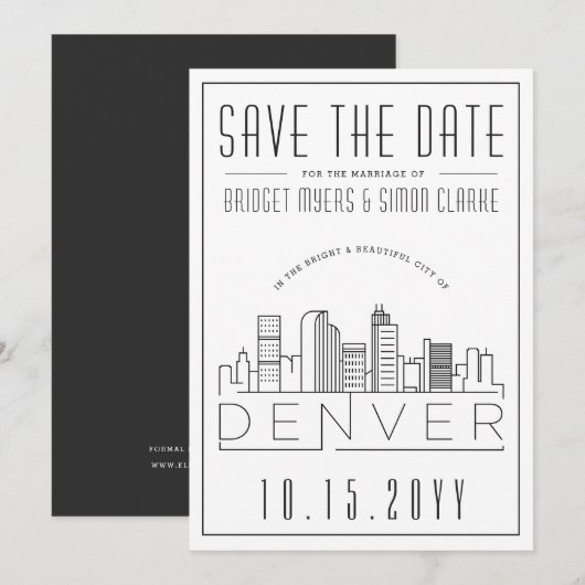 Denver Wedding gestileerde Skyline sparen de Datum Kaart (Voorkant / Achterkant)