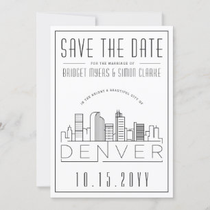Denver Wedding gestileerde Skyline sparen de Datum Kaart