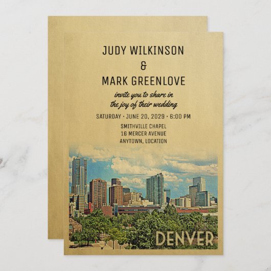 Denver Wedding Invitation Colorado Kaart (Voorkant / Achterkant)