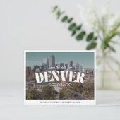 Denver Wedding Save the Date Retro Destination Briefkaart (Staand voorkant)