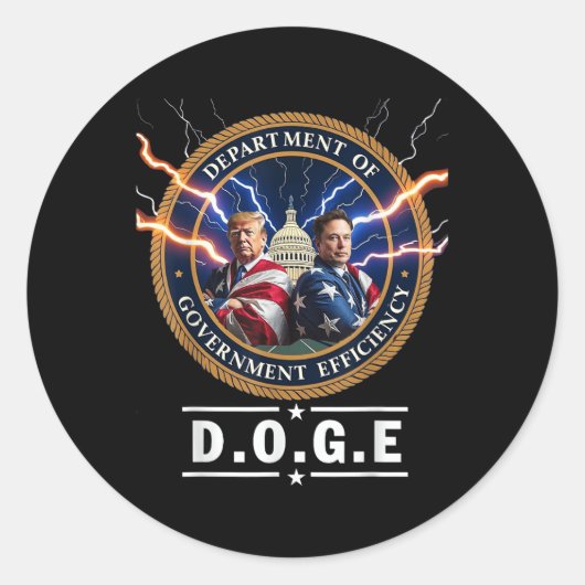 Department of Government Efficiency Doge Trump Ronde Sticker (Voorkant)