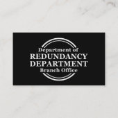 Department of Redundancy Business Profile Card Visitekaartje (Achterkant)
