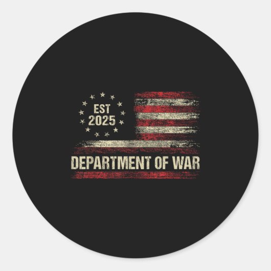 Department Of War Established 2025 Re-established  Ronde Sticker (Voorkant)