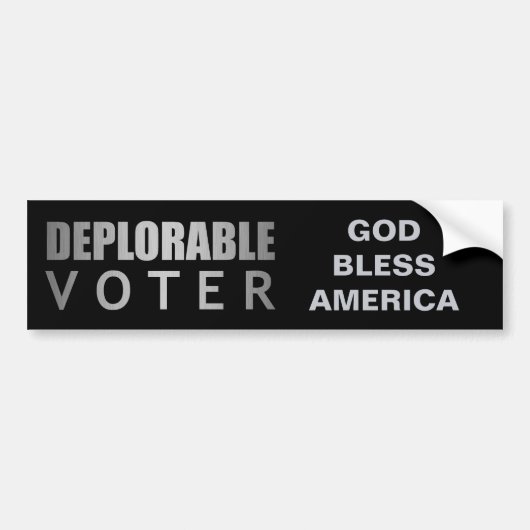 Deplorable stemmer God Bless America Zwart Zilver Bumpersticker (Voorkant)
