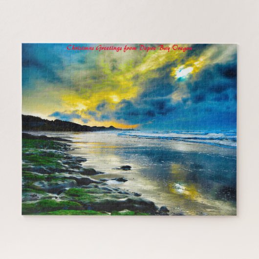 Depoe Bay Oregon. Kerstgroeten Legpuzzel (Horizontaal)