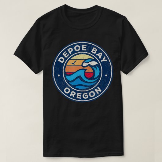 Depoe Bay Oregon OF nautische golven ontwerp T-shirt (Design voorkant)