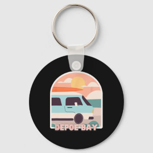 Depoe Y Beach Retro Pastel Kleuren Zon En Surfen Sleutelhanger