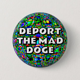 DEPORTEER DE GEKKE HOND RONDE BUTTON 5,7 CM