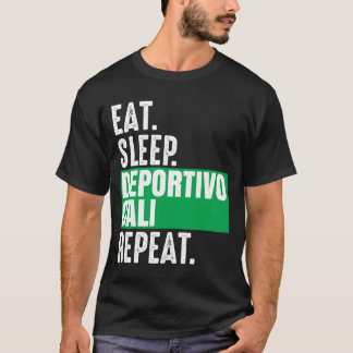 Deportivo Cali Eat Sleep Repeted Fan Colombia T-shirt