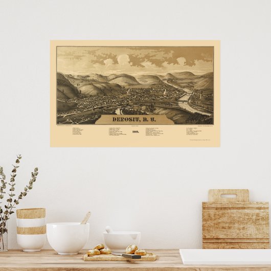 Deposito, NY Panoramic Map - 1887 Poster (Keuken)