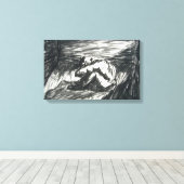 Depressie alleen in een donkere kamer-houtskooltek canvas afdruk (Insitu (Houten vloer))