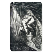 Depressie alleen in een donkere kamer-houtskooltek magneet (Verticaal)